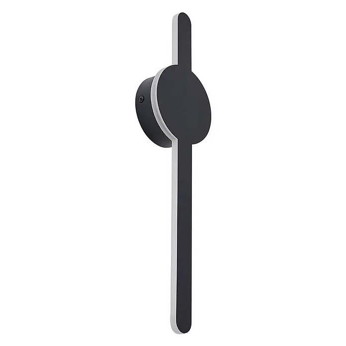 Lindby LED Wandleuchte innen in schwarz, Wandlampe -  - Moderne schwarz-silberne LED-Wandleuchte mit rundem Sockel und vertikalem Lichtstreifen.