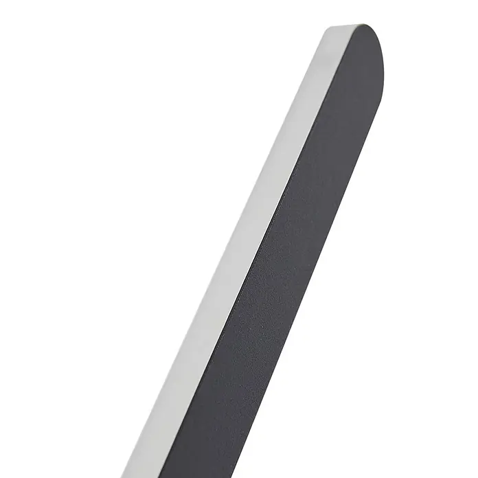 Lindby LED Wandleuchte innen in schwarz, Wandlampe -  - Schlanke dunkelgraue LED-Wandleuchte mit silbernem Akzentstreifen und abgerundetem Ende.
