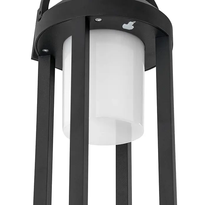 Lucande LED Solar Wandleuchte aussen in schwarz, weiß, dimmbar Aussenlampe -  - Schwarze Metalllaterne mit weißem zylindrischem Lichtdiffusor, für Außenbeleuchtung.