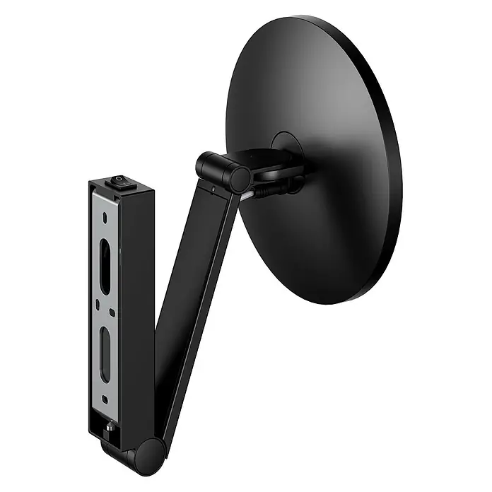 KEUCO iLook_move LED-Kosmetikspiegel rund Ø21,2 cm 5-fach schwarz matt -  - Schwarz, wandmontierter, verstellbarer Spiegel/Lampe mit rundem Kopf und Schalter an der Basis.