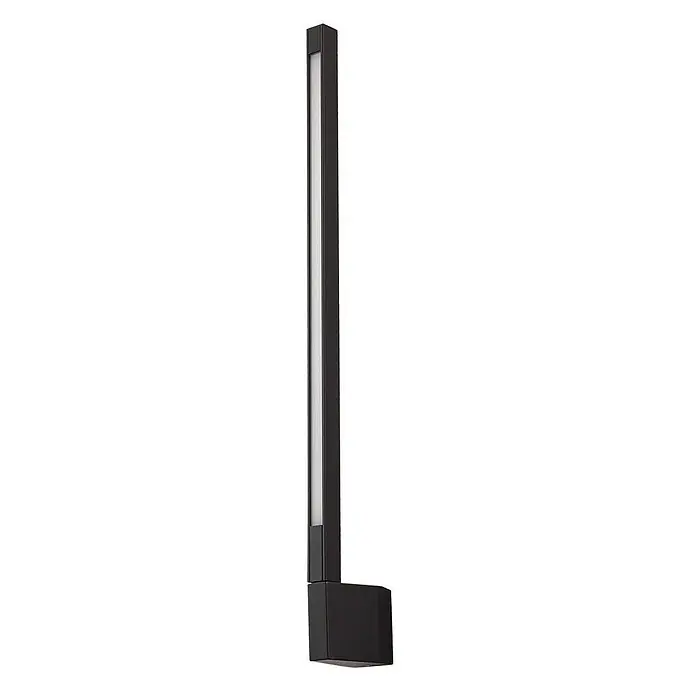 Lindby LED Wandleuchte aussen in schwarz, weiß, Aussenlampe Wand -  - Dunkle, rechteckige Außenpfostenleuchte mit vertikaler weißer Diffusorplatte und L-förmigem Sockel.