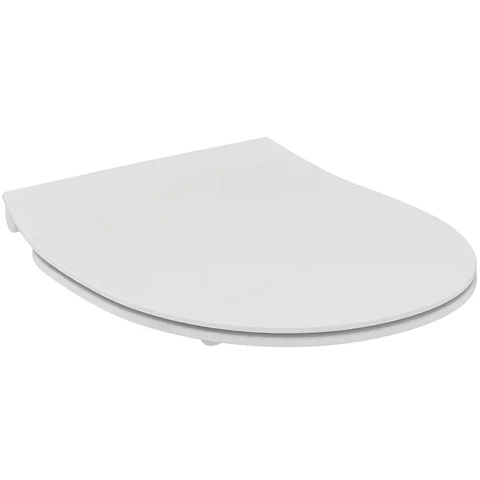 Ideal Standard WC-Sitz Universal (Slim Design) - Kunststoff, weiß, Mit Absenkautomatik - Weißer D-förmiger WC-Sitz mit Deckel.