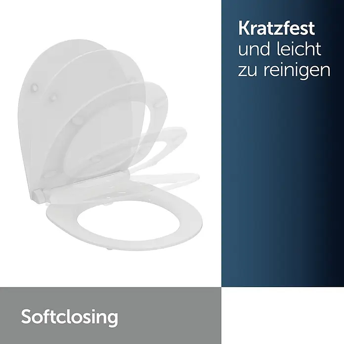 Ideal Standard WC-Sitz Universal (Slim Design) - Kunststoff, weiß, Mit Absenkautomatik - Weißer WC-Sitz mit Absenkautomatik, der Deckel schließt sich langsam.