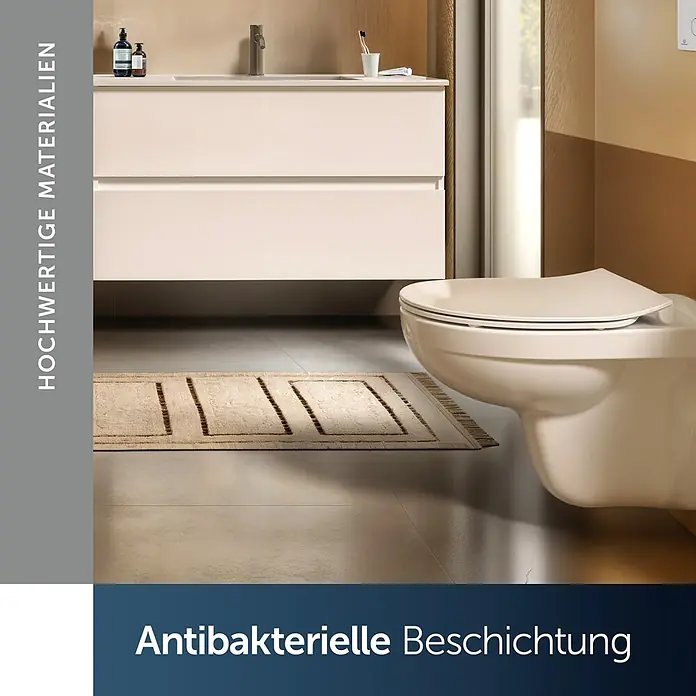 Ideal Standard WC-Sitz Universal (Slim Design) - Kunststoff, weiß, Mit Absenkautomatik - Modernes Badezimmer mit WC mit antibakterieller Beschichtung und Waschtisch.