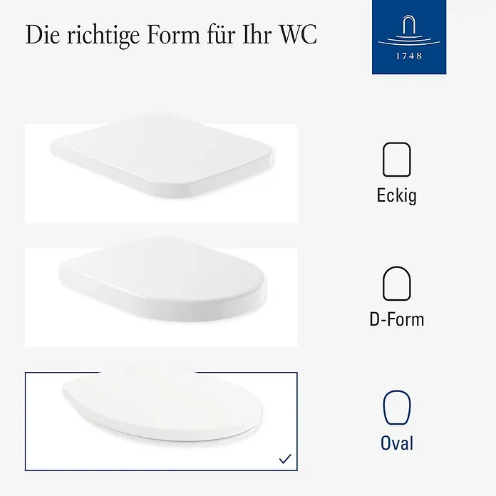 Villeroy & Boch WC-Sitz Universal - Duroplast, weiß, Mit Absenkautomatik - Weißer ovaler Toilettensitz.