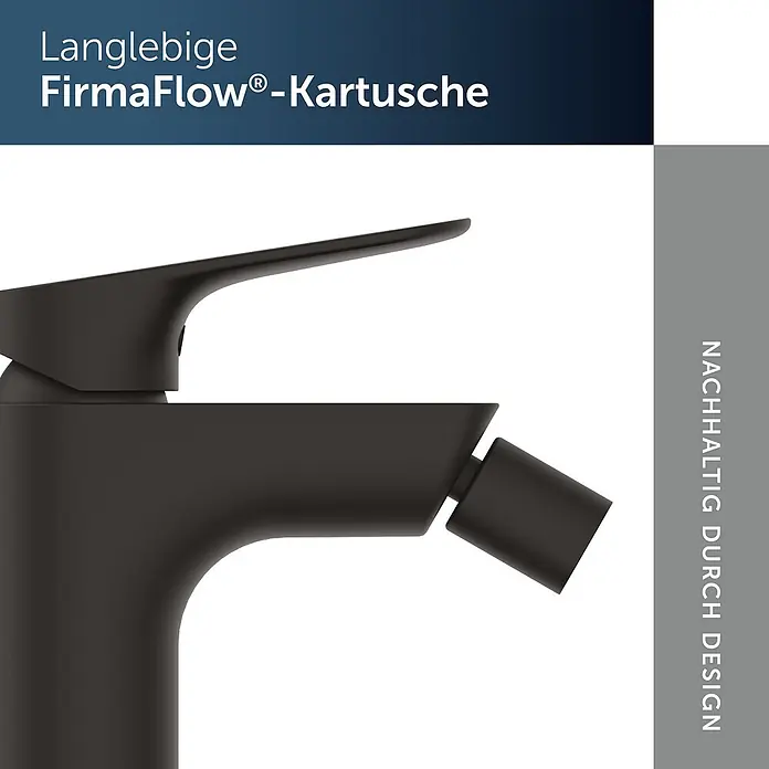 Ideal Standard Badewannenrandarmatur - Höhe: 12,6 cm, Matt Schwarz, Matt - Matte schwarze Bidetarmatur mit schlankem Design und seitlicher Düse.