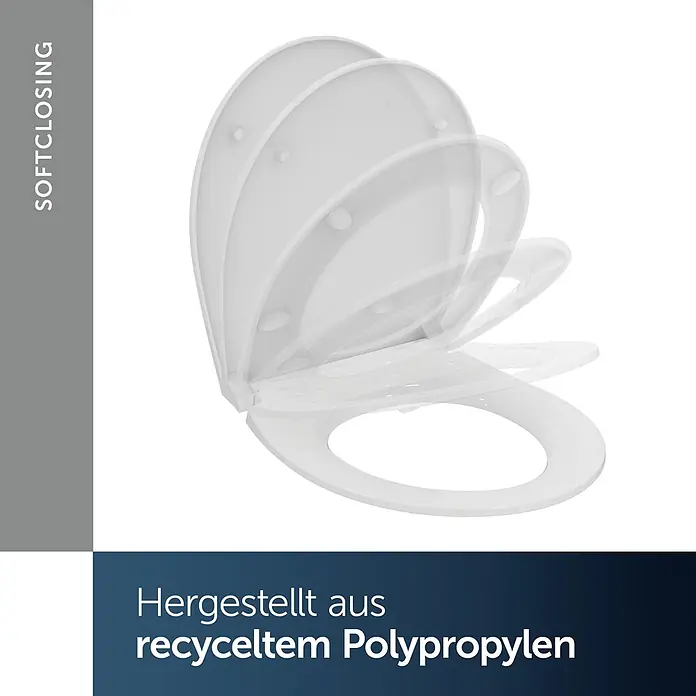 Ideal Standard WC-Sitz Universal (Slim Design) - Kunststoff, weiß, Mit Absenkautomatik - Weißer Softclosing Toilettensitz aus recyceltem Polypropylen.
