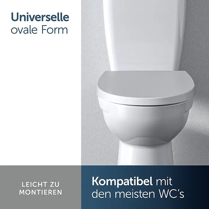 Ideal Standard WC-Sitz Universal (Wrapover) - Kunststoff, weiß, Mit Absenkautomatik - Weißes ovales WC mit geschlossenem Deckel, universelle Form und einfache Montage.