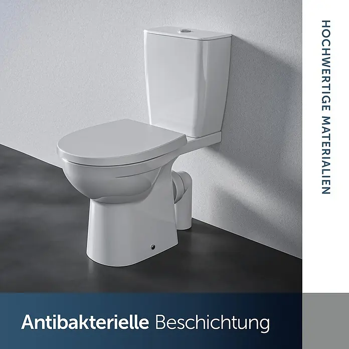 Ideal Standard WC-Sitz Universal (Wrapover) - Kunststoff, weiß, Mit Absenkautomatik - Weißes Keramik-WC mit bodenstehendem Sockel und integriertem Spülkasten.