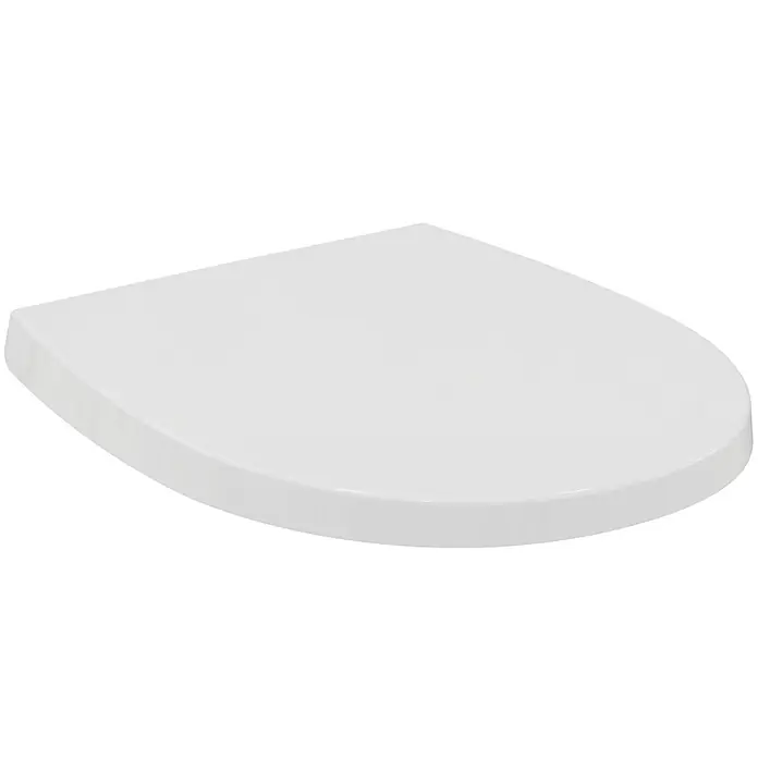 Ideal Standard WC-Sitz Universal (Wrapover) - Kunststoff, weiß, Mit Absenkautomatik - Weißer D-förmiger Toilettensitz mit glänzender Oberfläche.