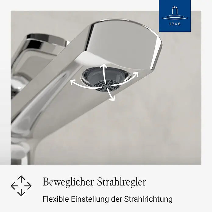 Villeroy & Boch Waschtischarmatur - Chrom, Hochglänzend - Chromarmatur mit beweglichem Strahlregler zur flexiblen Einstellung der Wasserstrahlrichtung.