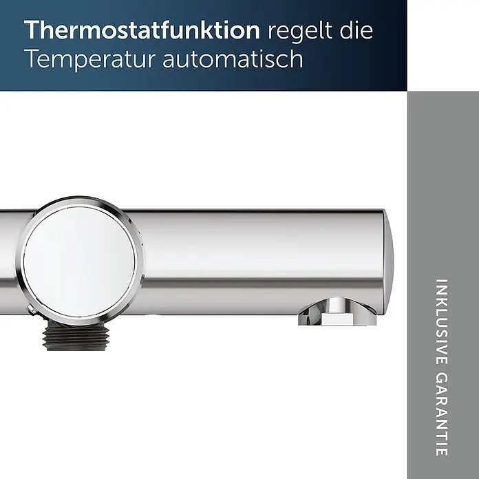 Ideal Standard UP-Thermostatarmatur - Chrom, Hochglänzend - Verchromtes Thermostat-Mischelement mit weißem Drehregler zur automatischen Temperaturregelung.