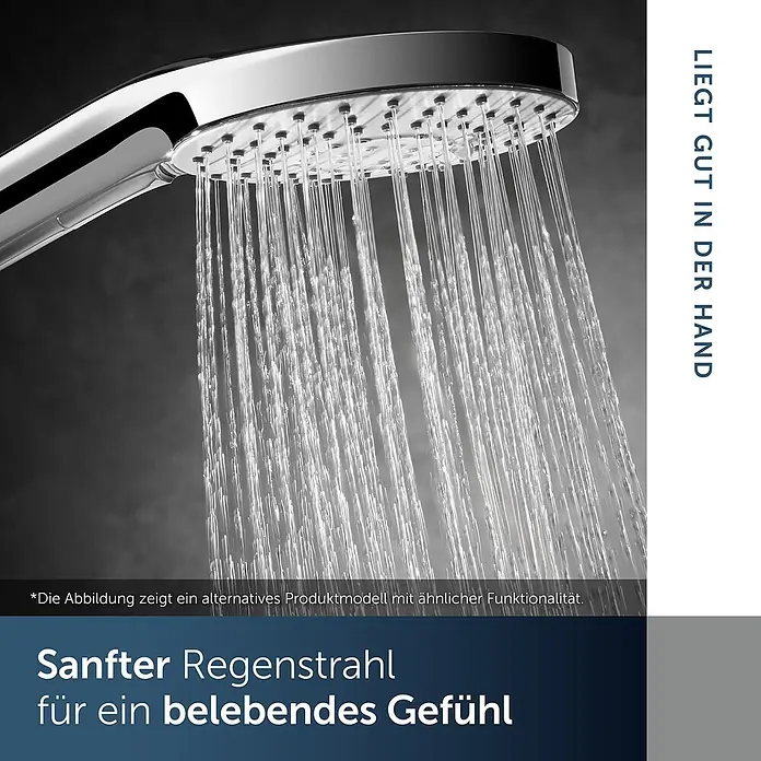 Ideal Standard Brause-Set - Chrom - Ein verchromter Duschkopf, aus dem zahlreiche Wasserstrahlen als sanfter Regen fallen.