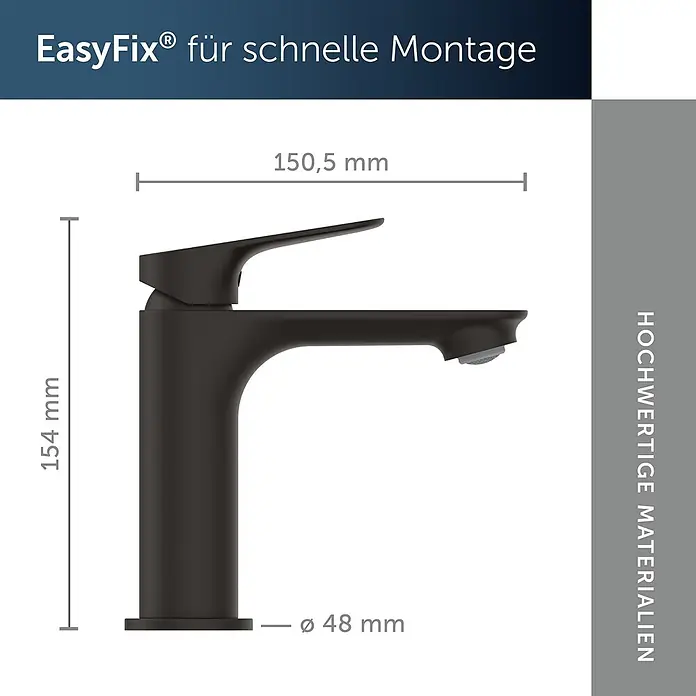 Ideal Standard Waschtischarmatur - Matt Schwarz, Matt - Mattschwarze Einhebel-Waschtischarmatur in modernem Design. Höhe 154 mm, Ausladung 150,5 mm.