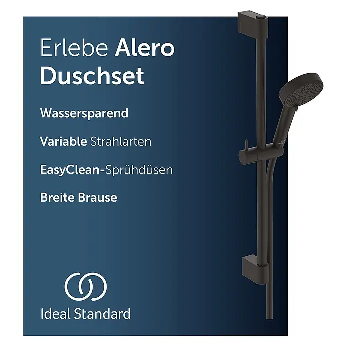 Ideal Standard Brause-Set - Matt Schwarz - Mattschwarzes Duschset mit Brausestange und Handbrause.