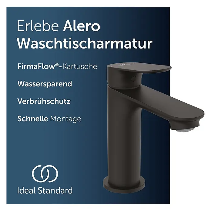 Ideal Standard Waschtischarmatur - Matt Schwarz, Matt - Moderne Alero Waschtischarmatur in Mattschwarz mit Einhebelbedienung.