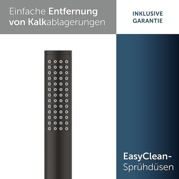 Ideal Standard Duschsystem - Anzahl Strahlarten: 2 Stk., Matt Schwarz - Dunkelgrauer Duschkopf mit zahlreichen weißen Düsen zur einfachen Reinigung.