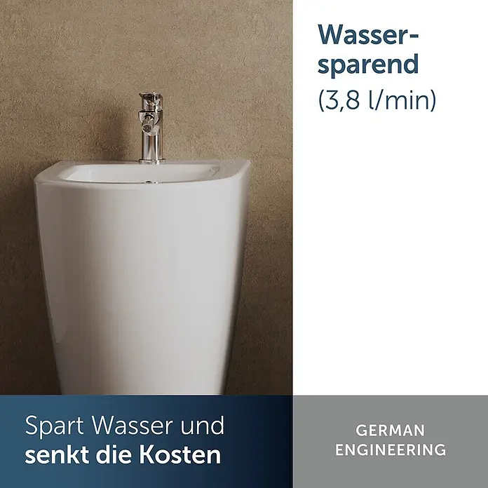 Ideal Standard Badewannenrandarmatur - Höhe: 12,6 cm, Chrom, Hochglänzend - Weißes Keramikbidet mit modernem Chromhahn. Eine wassersparende Badarmatur.
