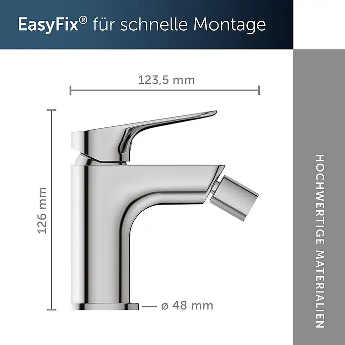 Ideal Standard Badewannenrandarmatur - Höhe: 12,6 cm, Chrom, Hochglänzend - Verchromte Waschtischarmatur mit Hebelgriff, integriertem Bidet-Sprühkopf und Maßen: 126mm Höhe, 123,5mm Tiefe, 48mm Basisdurchmesser.