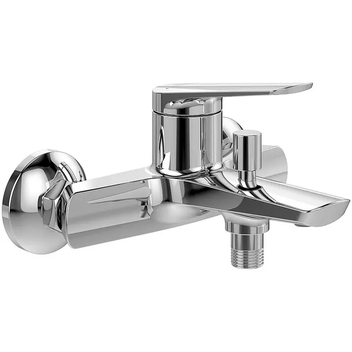 Villeroy & Boch Badewannenarmatur - Chrom, Hochglänzend - Wandmontierter, polierter Chrom-Bad-/Duschmischer mit Einhebel und Umsteller.