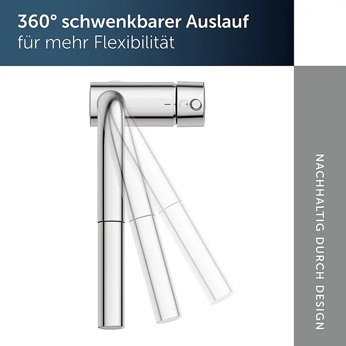 Ideal Standard Spültischarmatur - Chrom, Hochglänzend - Verchromter Wasserhahn mit 360° schwenkbarem Auslauf, in verschiedenen Positionen dargestellt für Flexibilität.