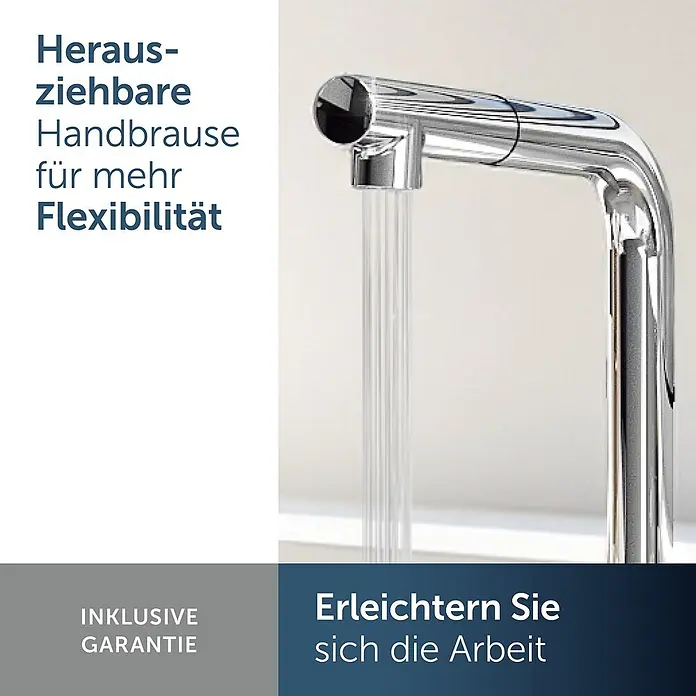 Ideal Standard Spültischarmatur - Chrom, Hochglänzend - Verchromter Wasserhahn mit ausziehbarer Handbrause, der Wasser spendet, für maximale Flexibilität.