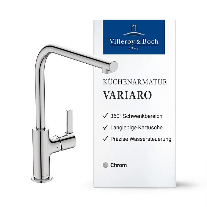 Villeroy & Boch Spültischarmatur - Chrom, Hochglänzend - Schlanke Villeroy & Boch VARIARO Küchenarmatur in Chrom mit Einhebelmischer.