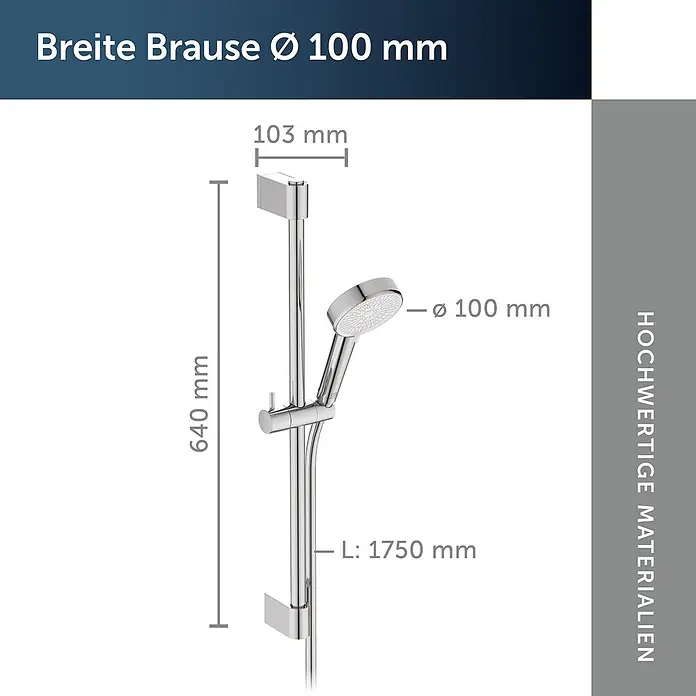 Ideal Standard Brause-Set - Chrom - Verchromtes Duschstangenset mit 100mm Handbrause, 640mm Stange, 1750mm Schlauch und 103mm Wandabstand.