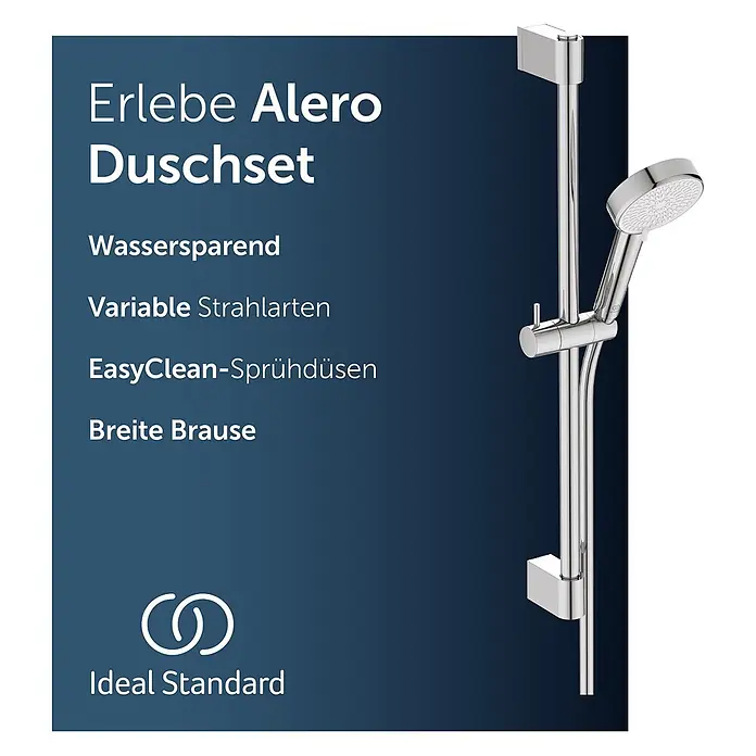 Ideal Standard Brause-Set - Chrom - Ein chromfarbenes Ideal Standard Alero Duschset mit Duschstange und Handbrause.