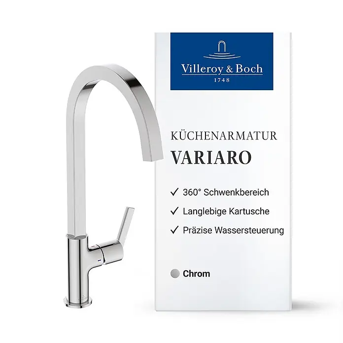 Villeroy & Boch Spültischarmatur - Chrom, Hochglänzend - Verchromte Küchenarmatur Villeroy & Boch VARIARO.