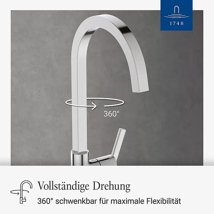 Villeroy & Boch Spültischarmatur - Chrom, Hochglänzend - Verchromte Küchenarmatur mit 360° schwenkbarem Auslauf.