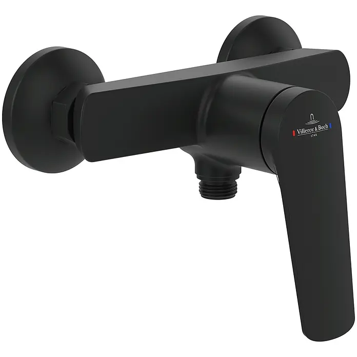 Villeroy & Boch Duschsystem - Anzahl Strahlarten: 3 Stk., Matt Black - Mattschwarze Villeroy & Boch Wand-Duscharmatur mit Einhebelmischer.