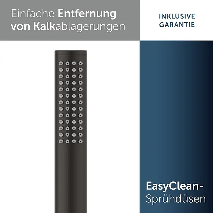 Ideal Standard Duschsystem - Anzahl Strahlarten: 2 Stk., Matt Schwarz - Dunkelgraue rechteckige Handbrause mit zahlreichen EasyClean-Sprühdüsen zur einfachen Kalkentfernung.