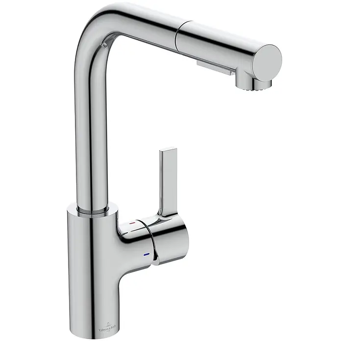 Villeroy & Boch Spültischarmatur - Chrom, Hochglänzend - Verchromte Küchenarmatur mit Ausziehbrause und Einhebelmischer. Marke Villeroy & Boch.