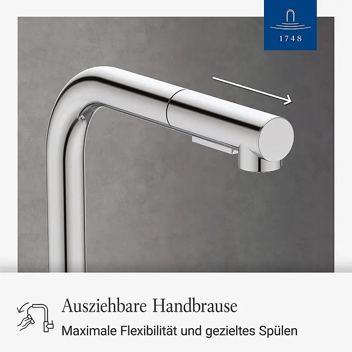 Villeroy & Boch Spültischarmatur - Chrom, Hochglänzend - Chromglänzende Küchenarmatur mit ausziehbarer Brause für maximale Flexibilität beim Spülen.