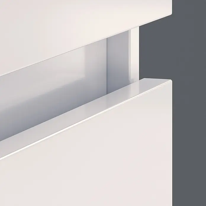 Keuco Badmöbel-Set 100 cm, mit Waschtisch und Unterbau, weiß - Gesamtbreite Badmöbel: 100,7 cm, Weiß, Seidenmatt - Moderne weiße Schublade mit integriertem Griff, die ihr schlankes Design zeigt.