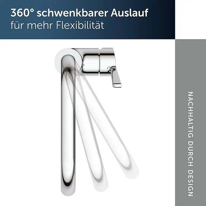 Ideal Standard Spültischarmatur - Chrom, Hochglänzend - Chrom-Wasserhahn mit 360° schwenkbarem Auslauf, der seine Flexibilität zeigt.