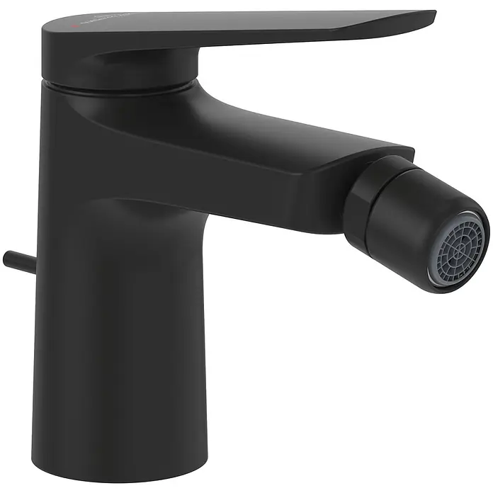 Villeroy & Boch Thermostatarmatur - Breite: 4,5 mm, Matt Black, Matt - Moderner, mattschwarzer Bidet-Mischbatterie mit Zugstange.