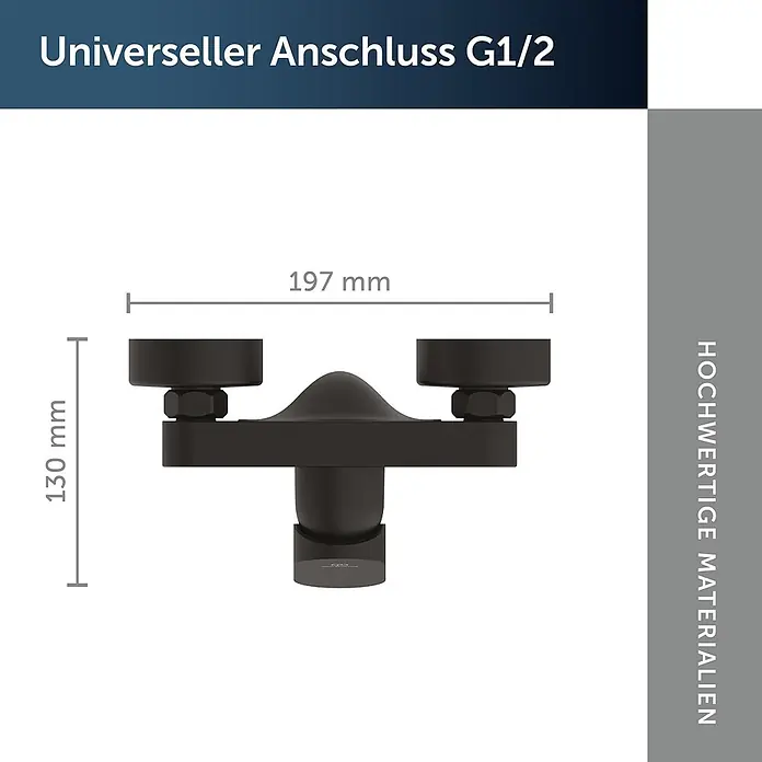 Ideal Standard UP-Brausearmatur - Matt Schwarz, Matt - Schwarze Wandarmatur mit G1/2 Universalanschluss, 130mm hoch und 197mm breit.