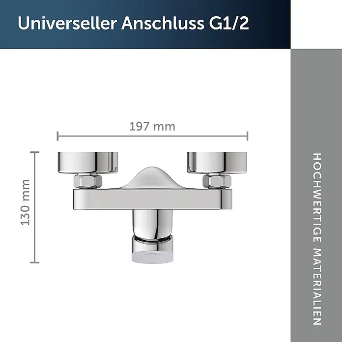 Ideal Standard UP-Brausearmatur - Chrom, Hochglänzend - Verchromte Zweigriff-Badarmatur für Wandmontage, universeller G1/2 Anschluss.