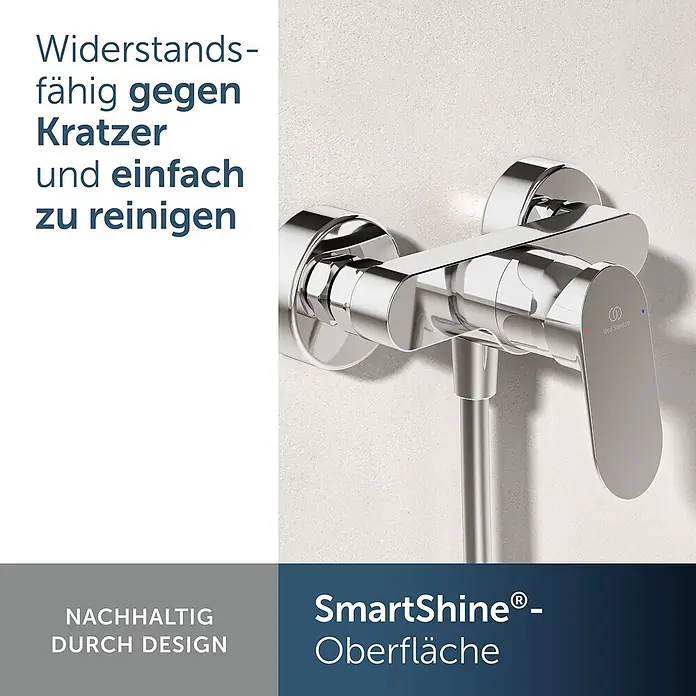 Ideal Standard UP-Brausearmatur - Chrom, Hochglänzend - Ein verchromter Duschmischer mit SmartShine-Oberfläche, kratzfest und leicht zu reinigen.
