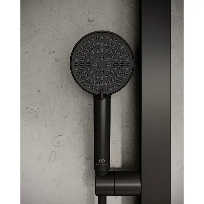 Ideal Standard Duschkopf Alero Schwarz Matt -  - Mattschwarze Handbrause und passende Duschstange.