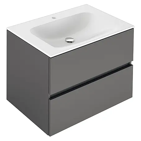 Keuco  Badmöbel-Set 80 cm, mit Waschtisch und Unterbau, anthrazit/weiß