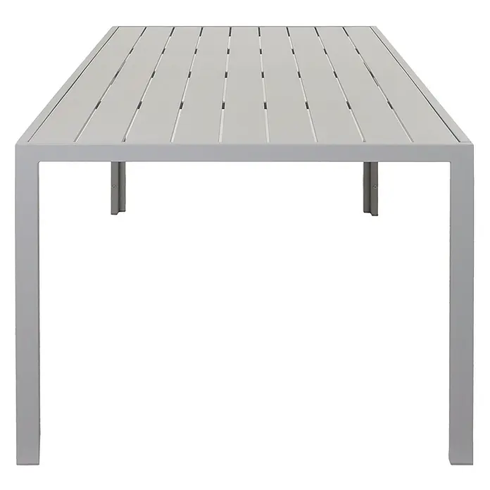 Mendler Gartenmöbel-Set HWC-N41 - 7 -tlg., Metall, Grau, taupe, Grau Kissen taupe - Rechteckiger grauer Lattenrosttisch mit stabilem Metallgestell.