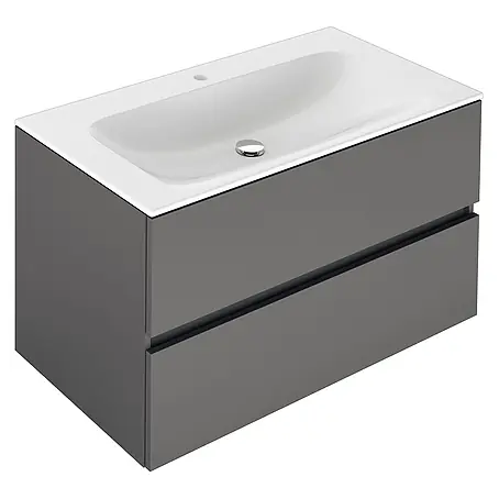 Keuco  Badmöbel-Set 100 cm, mit Waschtisch und Unterbau, anthrazit/weiß