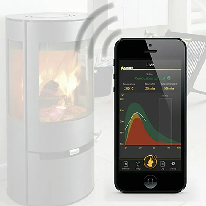 Aduro Kaminofen 15 - 6,5 kW, Raumheizvermögen: 350 m³, Material Verkleidung: Stahl, Schwarz - Smarter Kaminofen mit App-Steuerung: Überwachen Sie Temperatur und Verbrennung für optimale Heizleistung und Komfort.