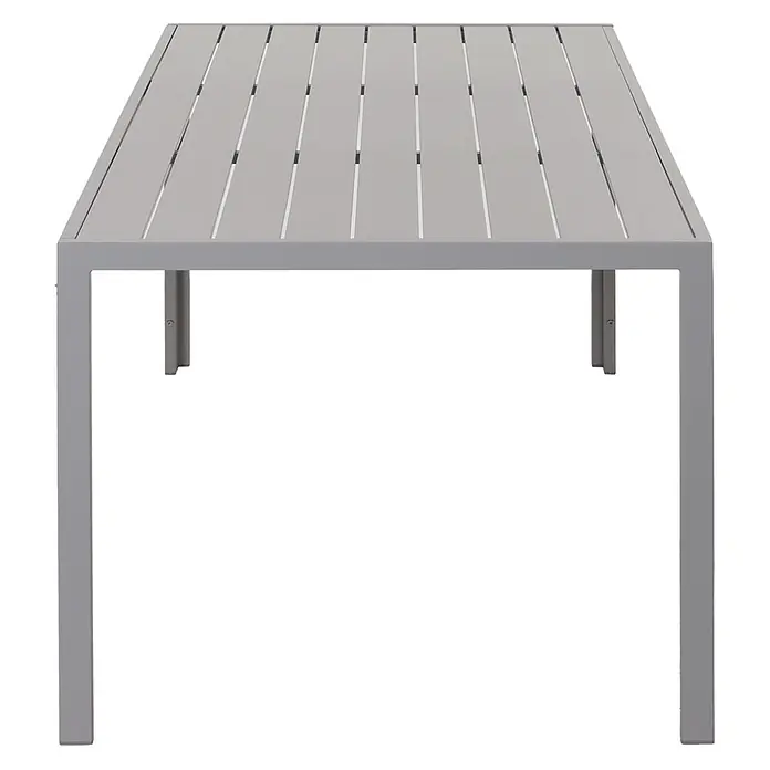 Mendler Gartenmöbel-Set HWC-N41 - 5 -tlg., Metall, Grau, taupe, Grau Kissen taupe - Rechteckiger grauer Latten-Gartentisch mit stabilem Metallrahmen.