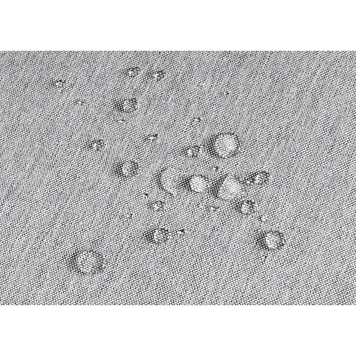 Mendler Loungemöbel-Set HWC-L31 - 4 -tlg., Textil, Hellgrau, Hellgrau - Wassertropfen perlen auf einer grauen, gewebten, wasserabweisenden Stoffoberfläche.