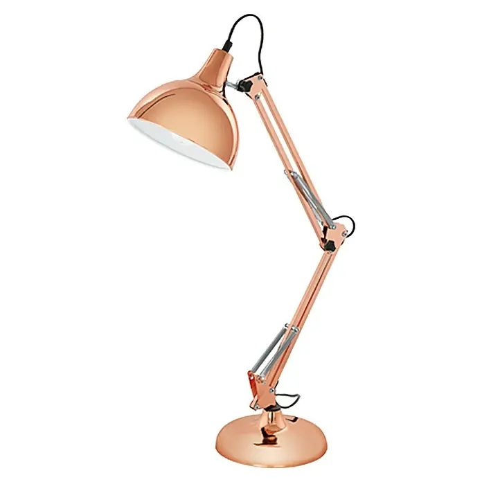 Eglo Tischleuchte Borgillio - 60 W, Kupfer, E27 - Elegante, roségoldene Schreibtischlampe mit verstellbarem Arm und weißem Lampenschirm für optimale Beleuchtung. Ein echter Hingucker.
