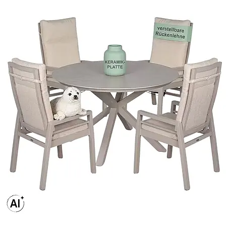 Bene Living  Gartentisch-Set Sevilla Malaga Ivory